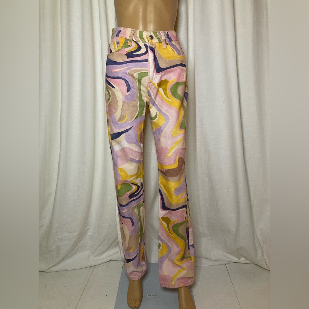 Zara straight leg jeans abstract swirls
